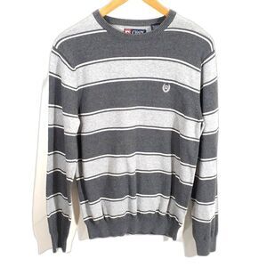 Chaps Sweater Size Small Gray‎ Striped 100% Cotton #C08
